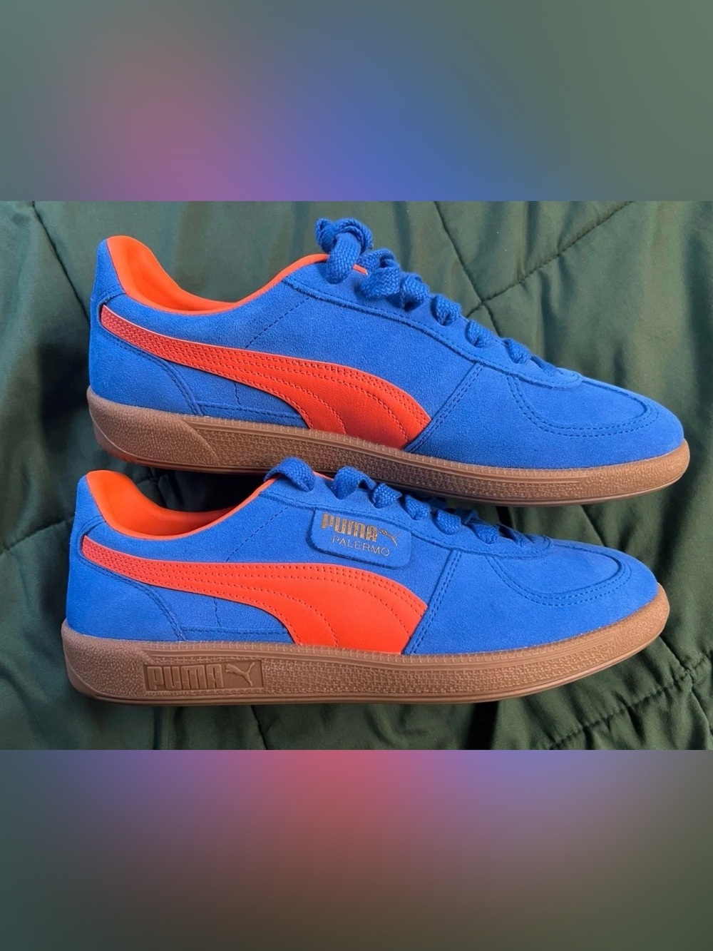 PUMA Palermo Hyperlink Blue/Flame Flicker Suede Men's Shoes 396463-25 New Sz 8.5